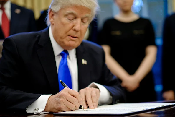 President Trump Signs Executive Orders In The Oval Office